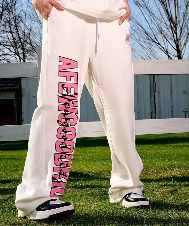AFGK Double Row Letter Print Casual Sweatpants