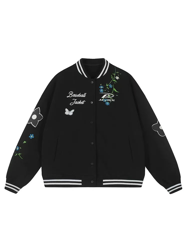 ACHOCK Floral Foam Print Baseball Jersey