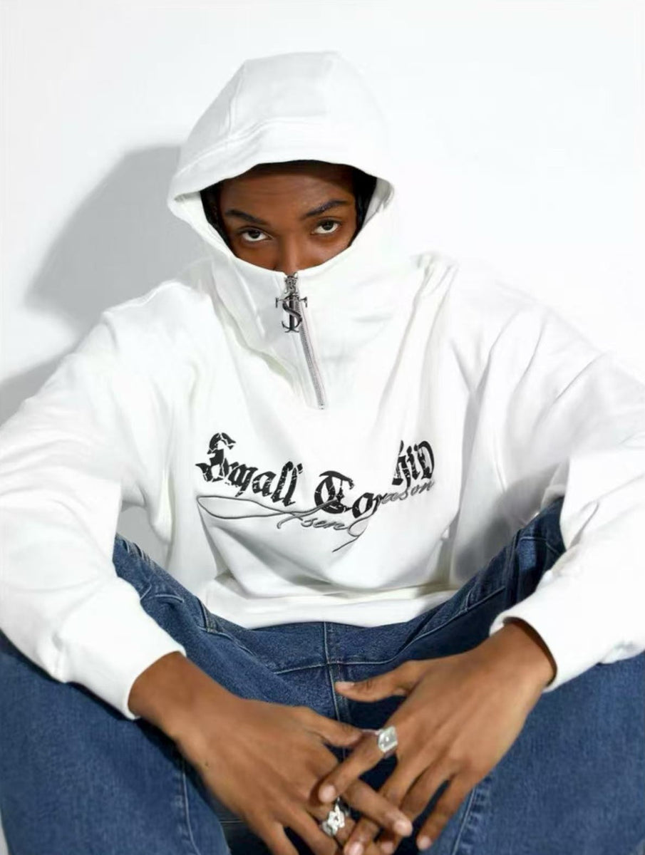 STK Hip-Hop Street Style Zipper Embroidered Hoodie