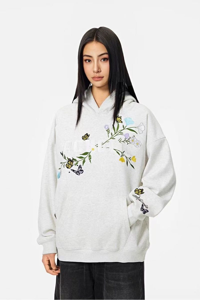 ACHOCK Floral Embroidered Hoodie