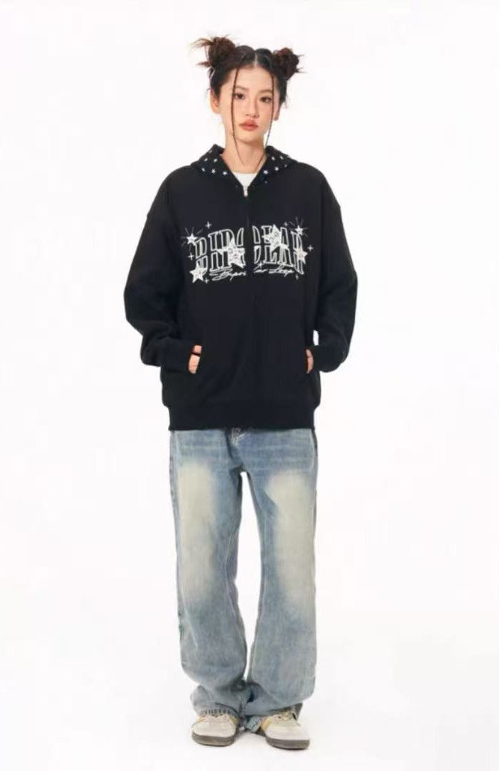 BIPOLAR Star Hooded Cardigan Sweatshirt