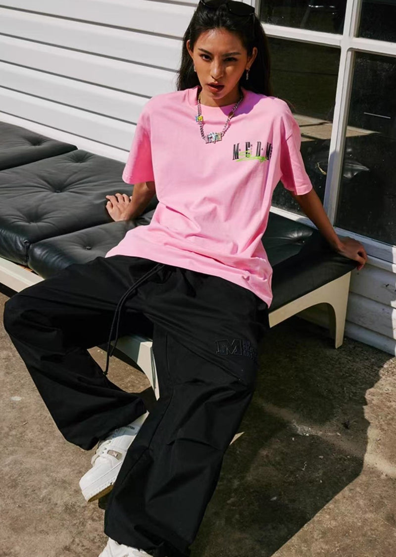 MEDM Summer Graffiti Letter Print Short Sleeve T-Shirt