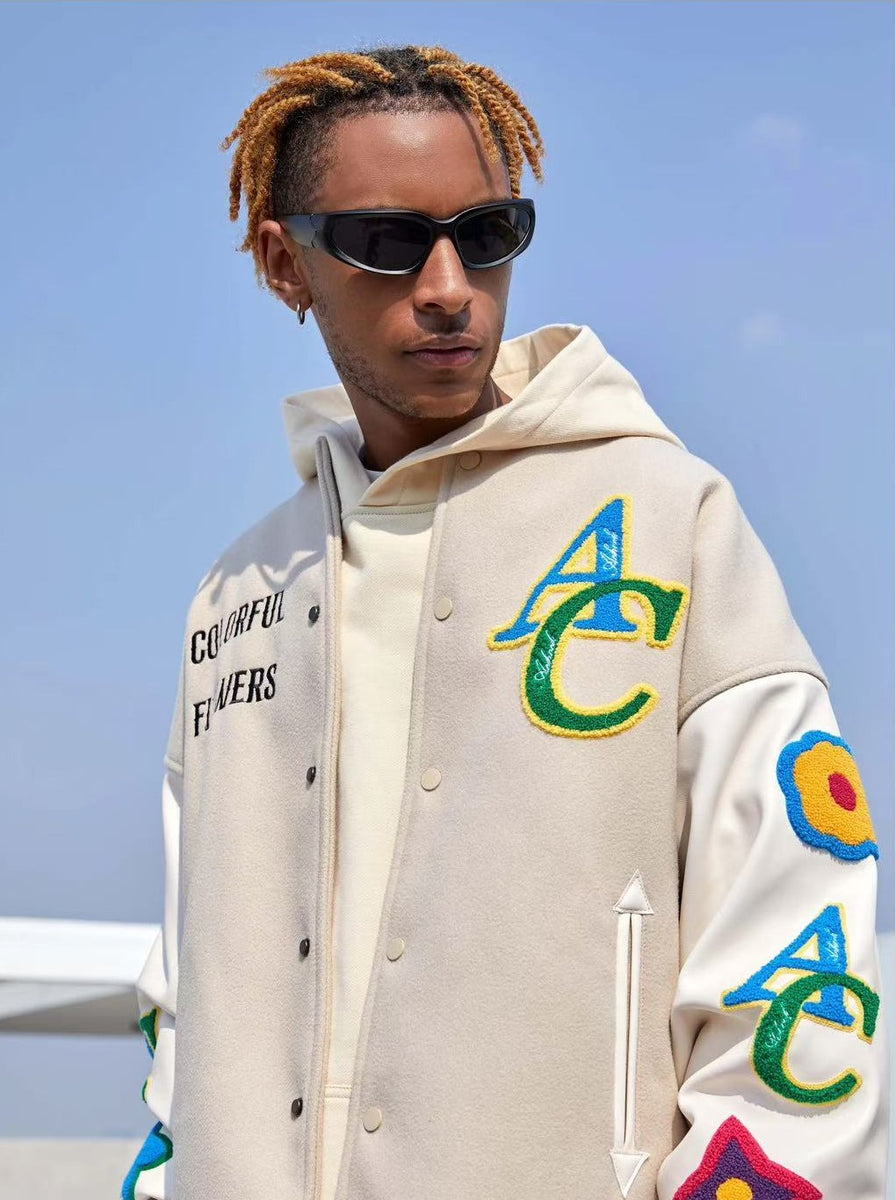 ACHOCK Floral Embroidered Designed Baseball Jacket