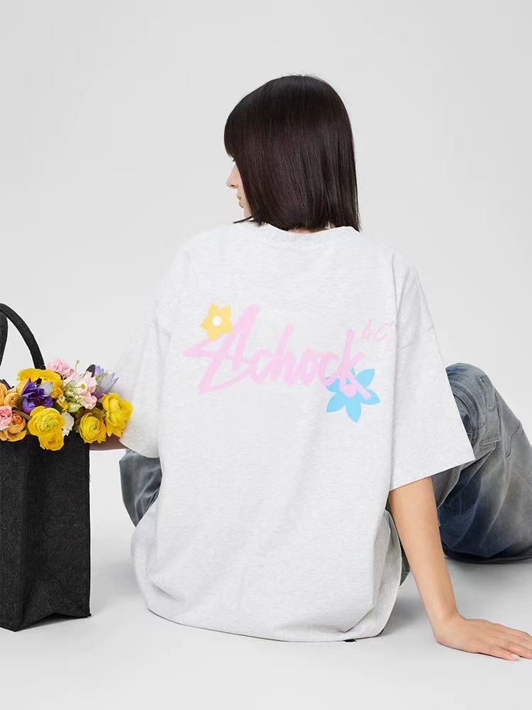 ACHOCK Flower Printed Logo T-shirts