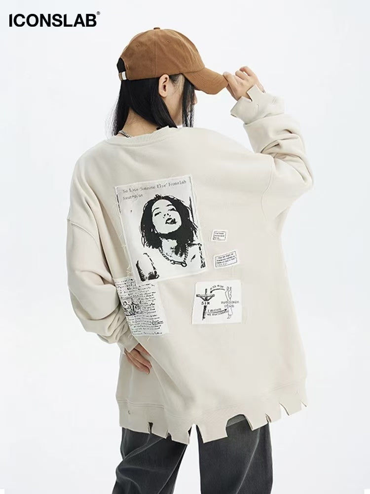 ICONSLAB Portrait Round Neck Sweatshirt