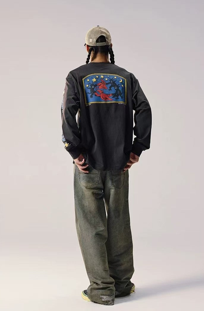 REMEDY Happy Devil Night Print Long-sleeve Tee