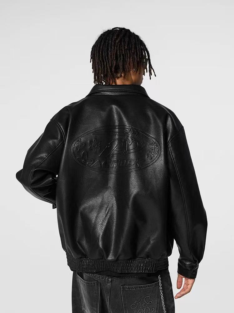 ACHOCK Heavy Steel Embossed Leather Jacket
