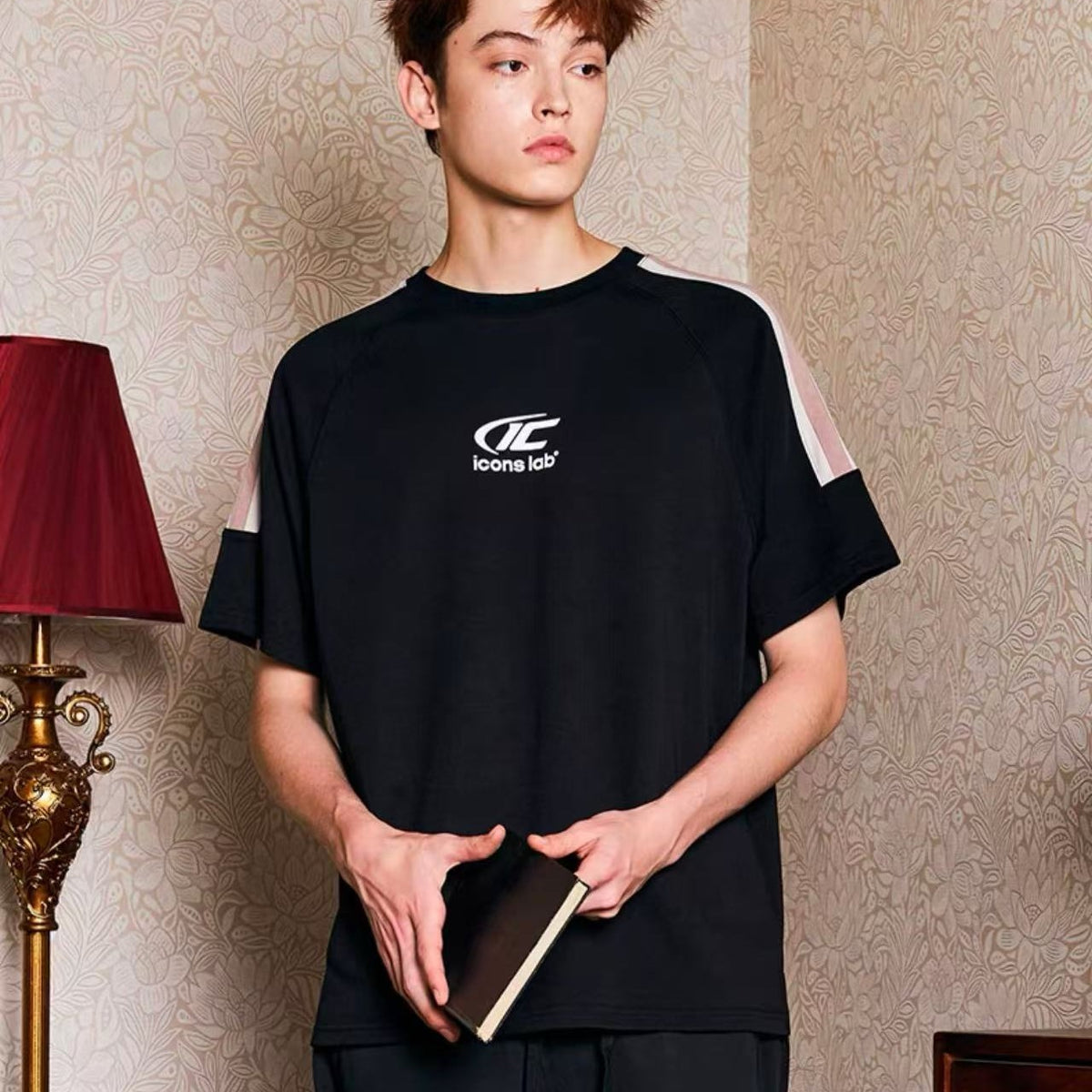ICONSLAB Contrast Striped Webbing Raglan T-shirt