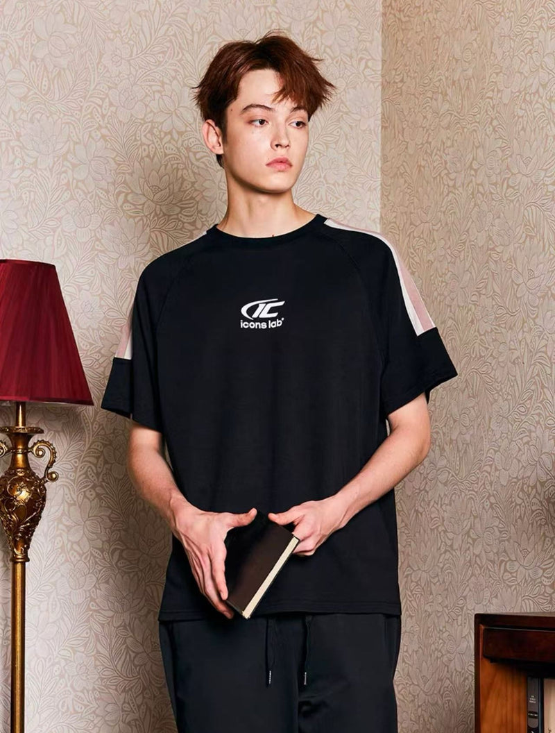 ICONSLAB Contrast Striped Webbing Raglan T-shirt