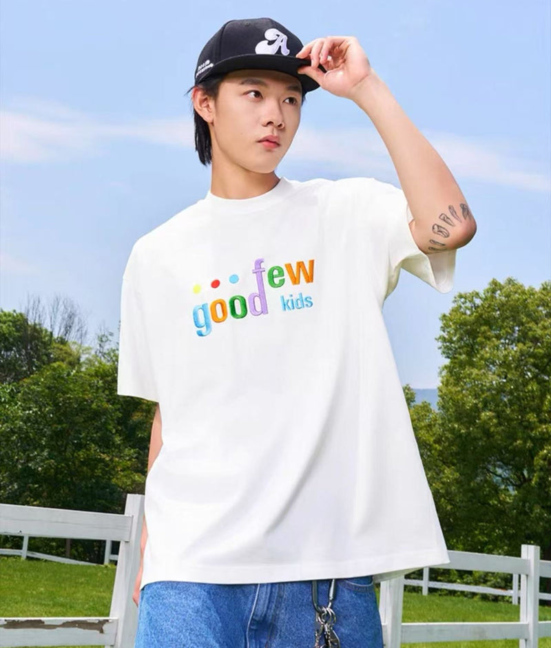 AFGK Contrast Color Printed Letter LOGO T-shirt