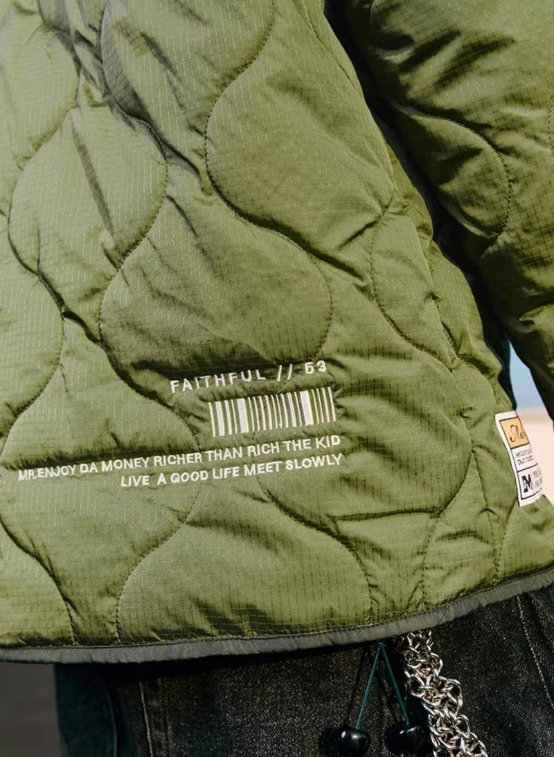 MEDM Embroidery Font Typesetting Cotton Coat