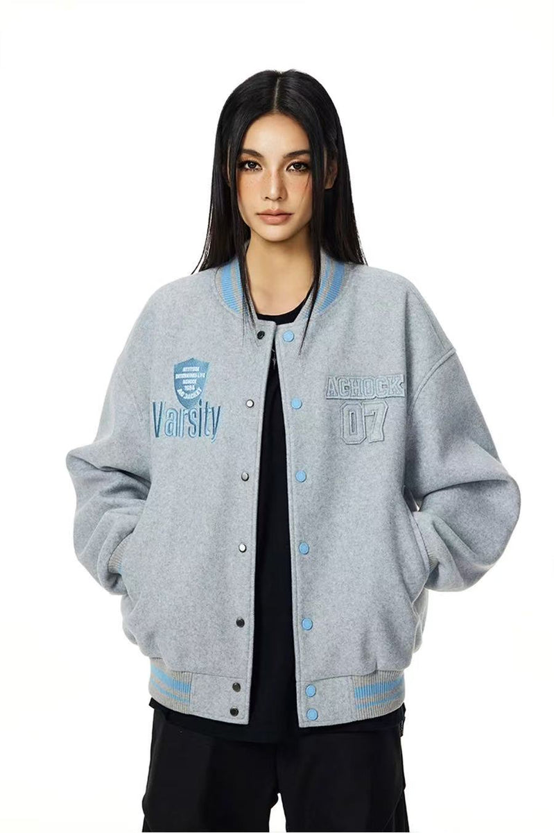 ACHOCK Retro Three-dimensional Embroidered Baseball Jacket