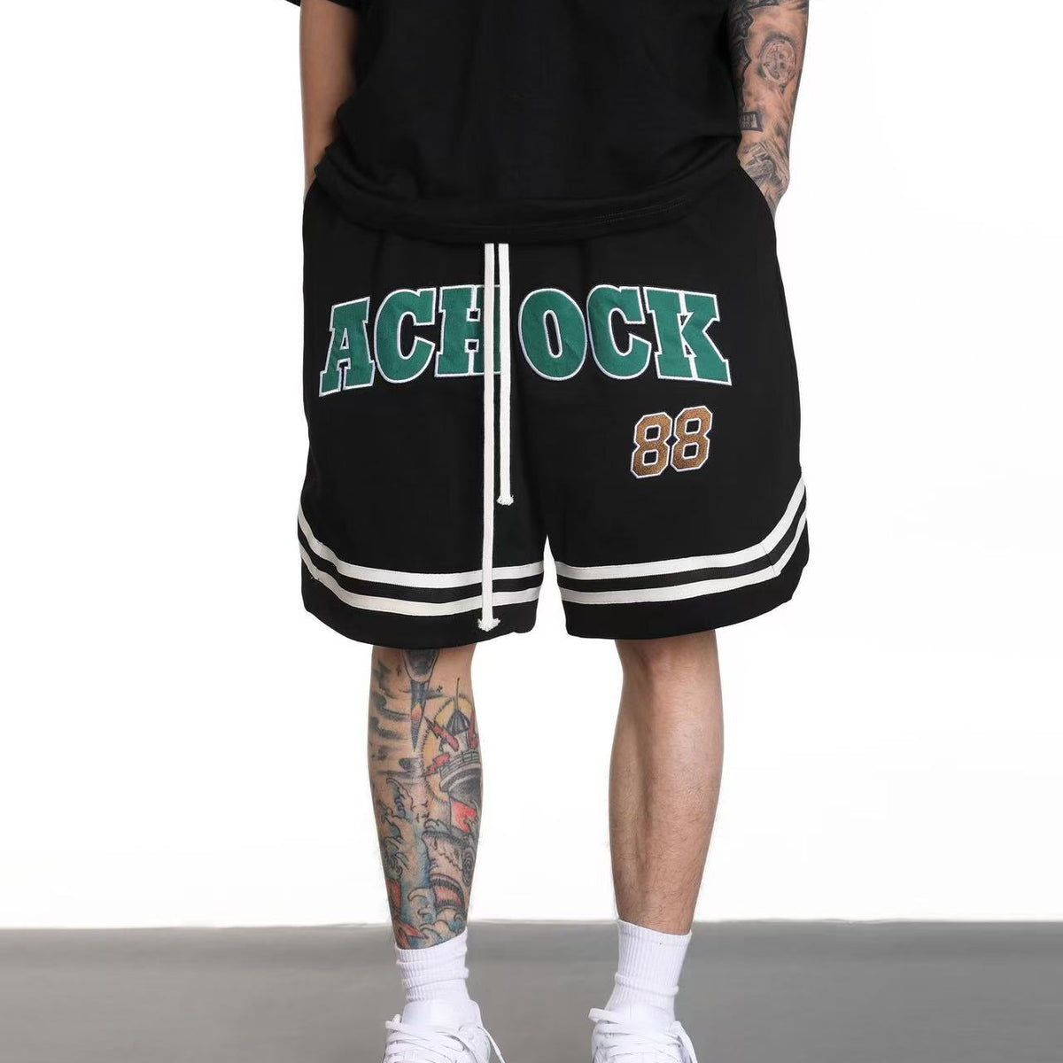 ACHOCK Logo Embroidered Drawstring Shorts