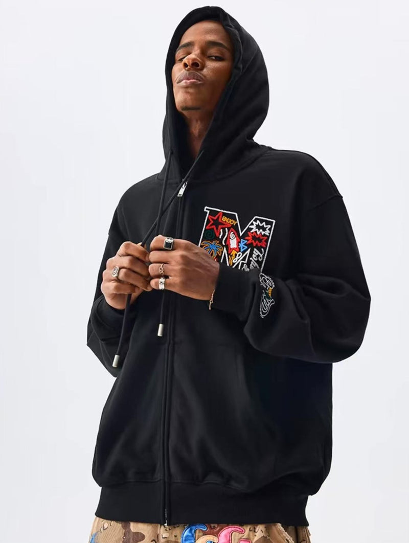 MEDM Big M Plush Wire Frame Padded Zipper Hoodie