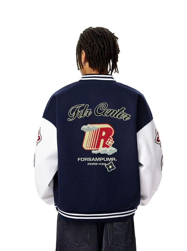 FDR R Logo Cloud Towel Embroidered Varrsity Jacket