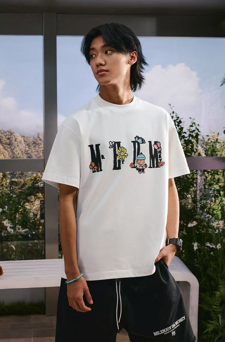 MEDMxNewmasus Butterfly Floral Print Short-sleeved T-shirt