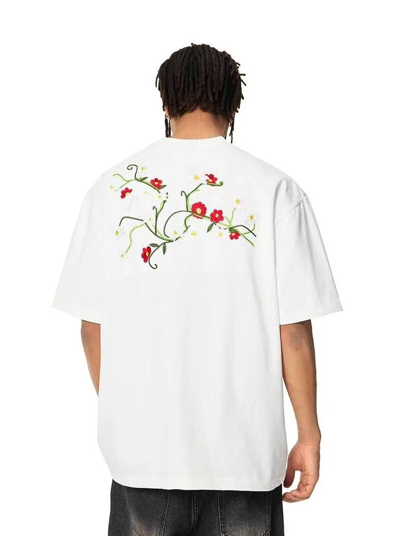 ACHOCK Floral Embroidered short-sleeve T-shirt
