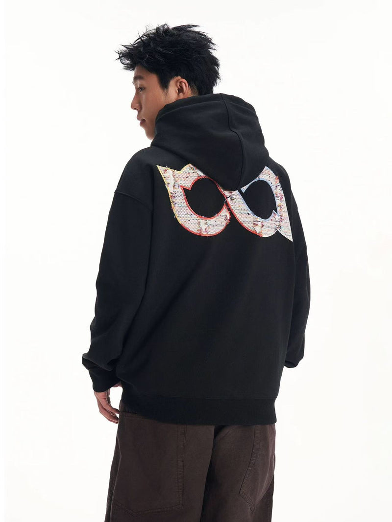 BIPOLAR Rainbow Tassel Appliqué Embroidered Hoodie