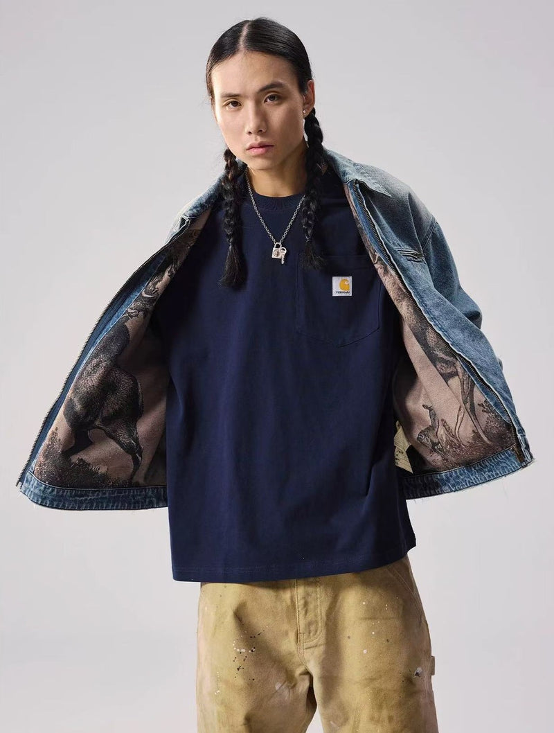 REMEDY Logo Embroidery Retro Denim Jacket