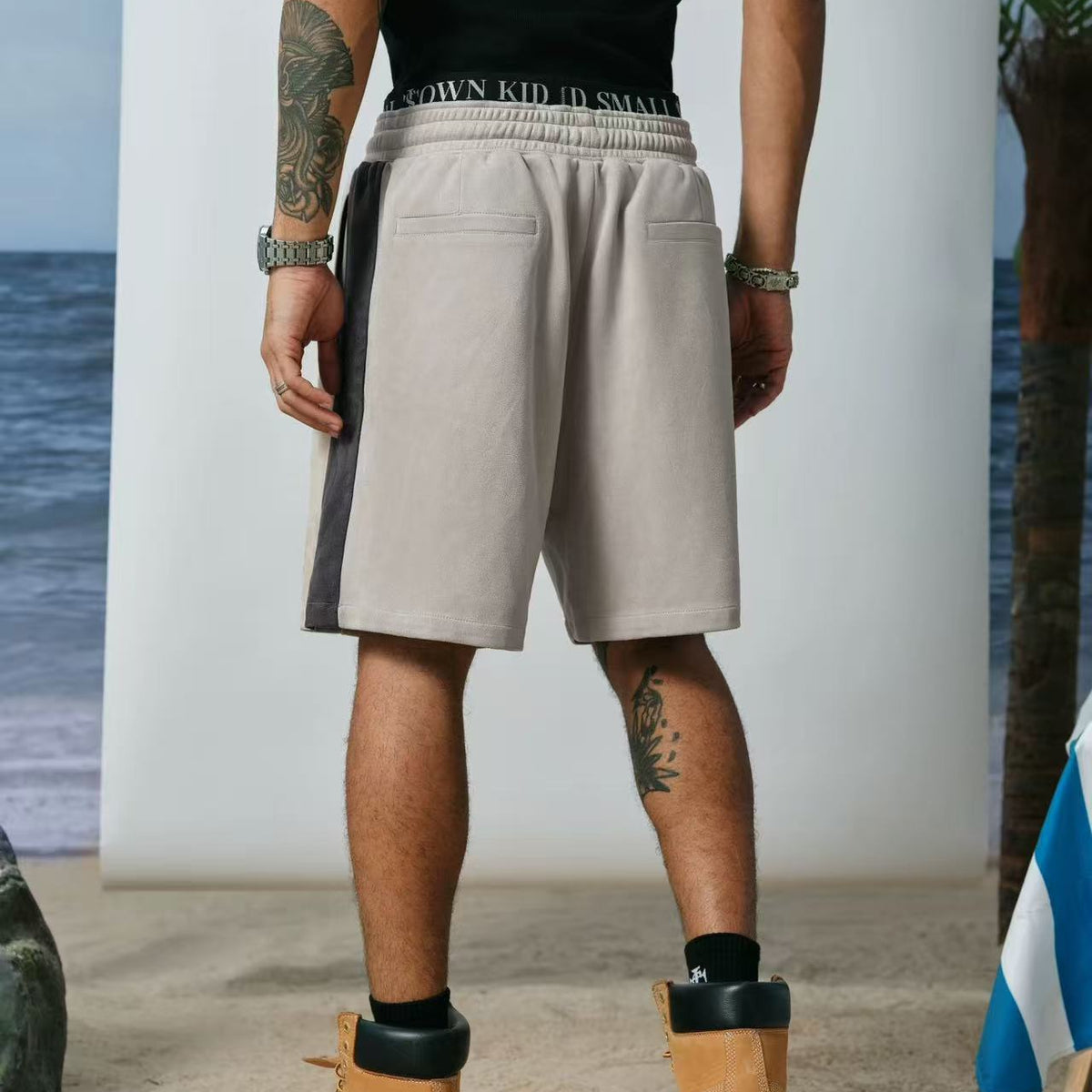 STK Vintage Embroidered Suede Patchwork Shorts
