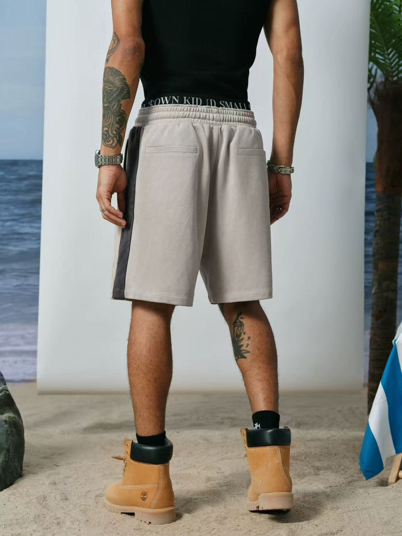 STK Vintage Embroidered Suede Patchwork Shorts