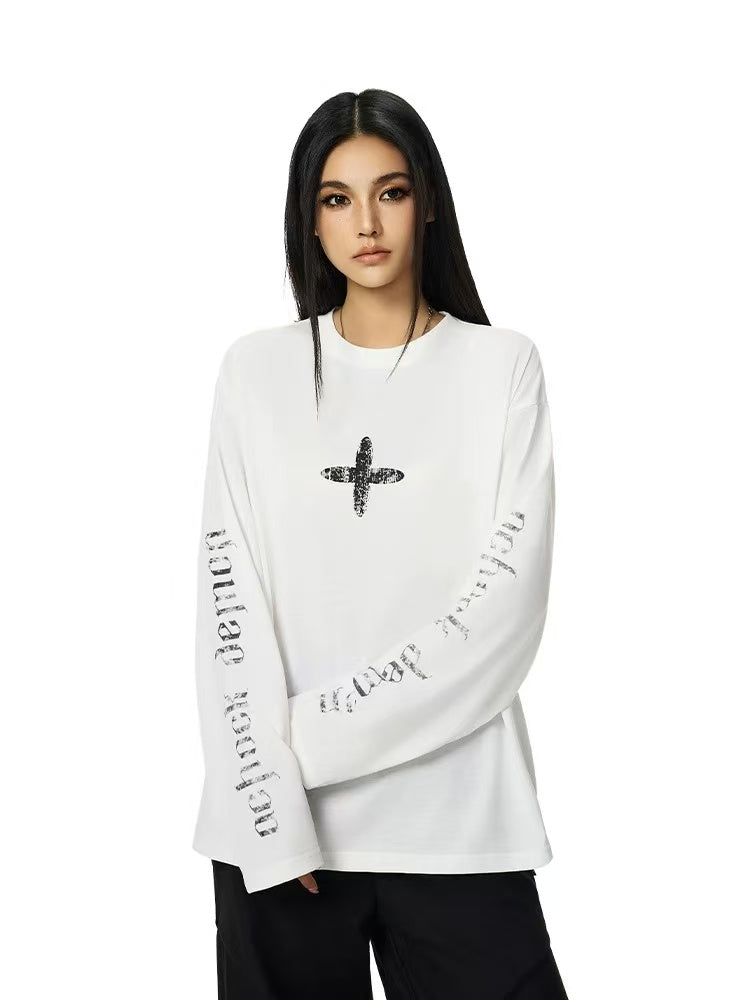 ACHOCK Retro Simple Cross Long-sleeved Tee