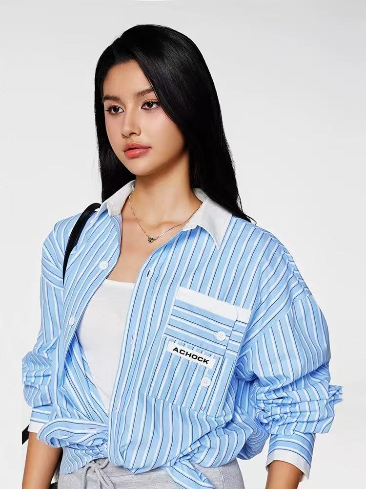 ACHOCK Striped Lining Long-sleeve Shirt