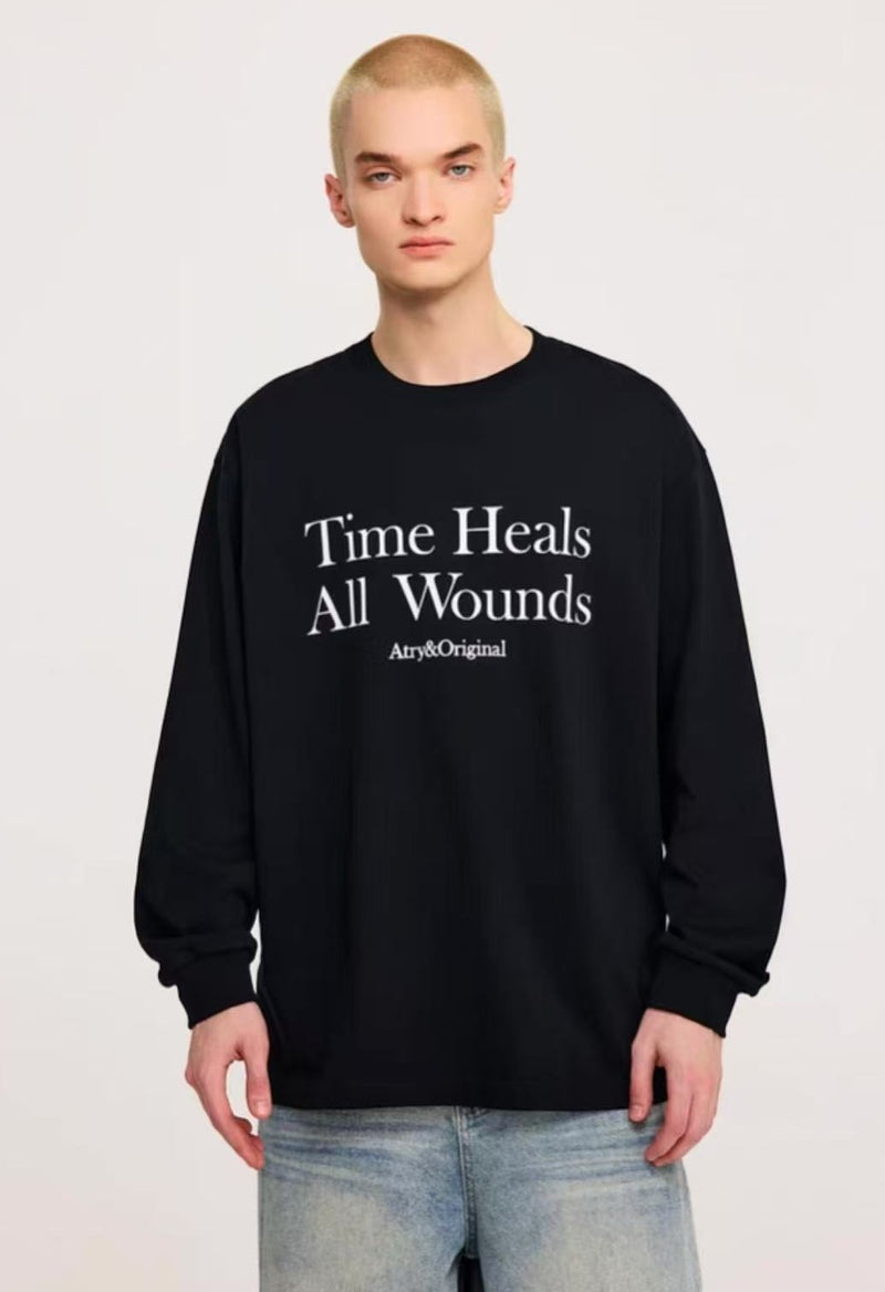 ATRY Slogan Letters Contrast Color Sweater