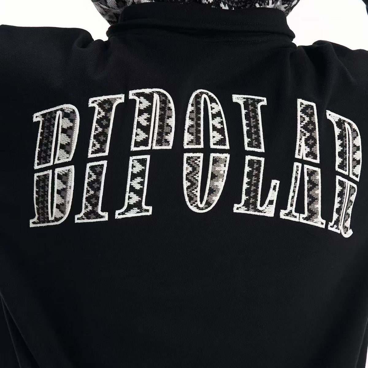 BIPOLAR  Fake Two-piece Ethnic Style Knitted Sweatshirt