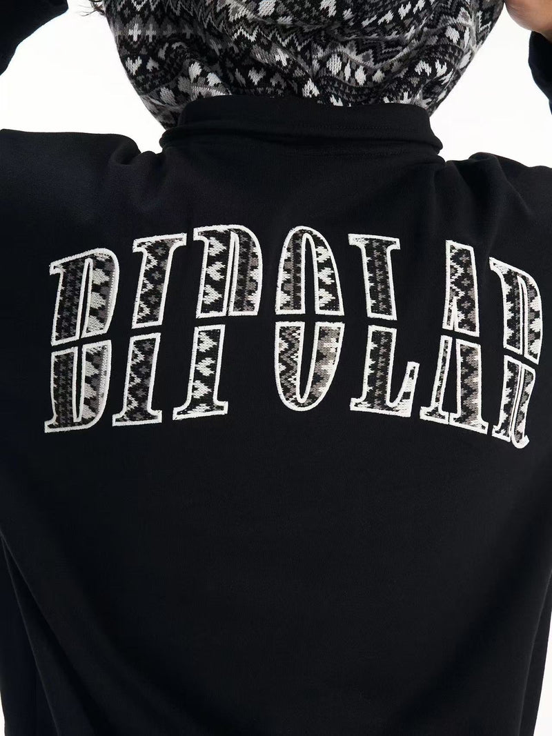 BIPOLAR  Fake Two-piece Ethnic Style Knitted Sweatshirt