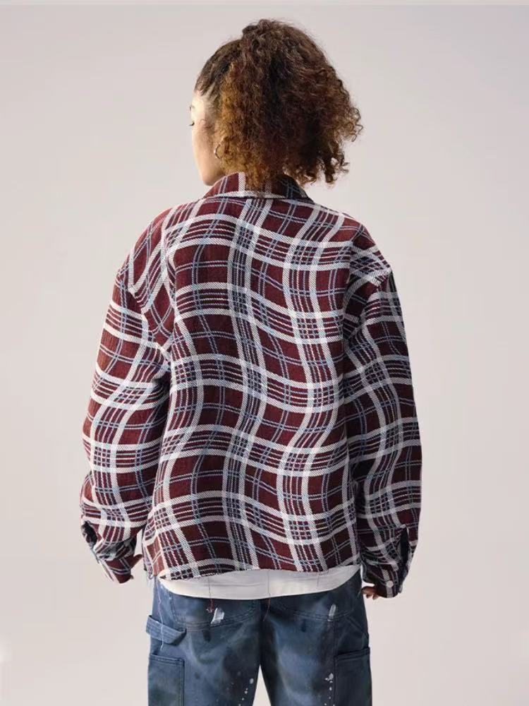 REMEDY Double-sided Plaid Pattern Long-sleeve Shirt
