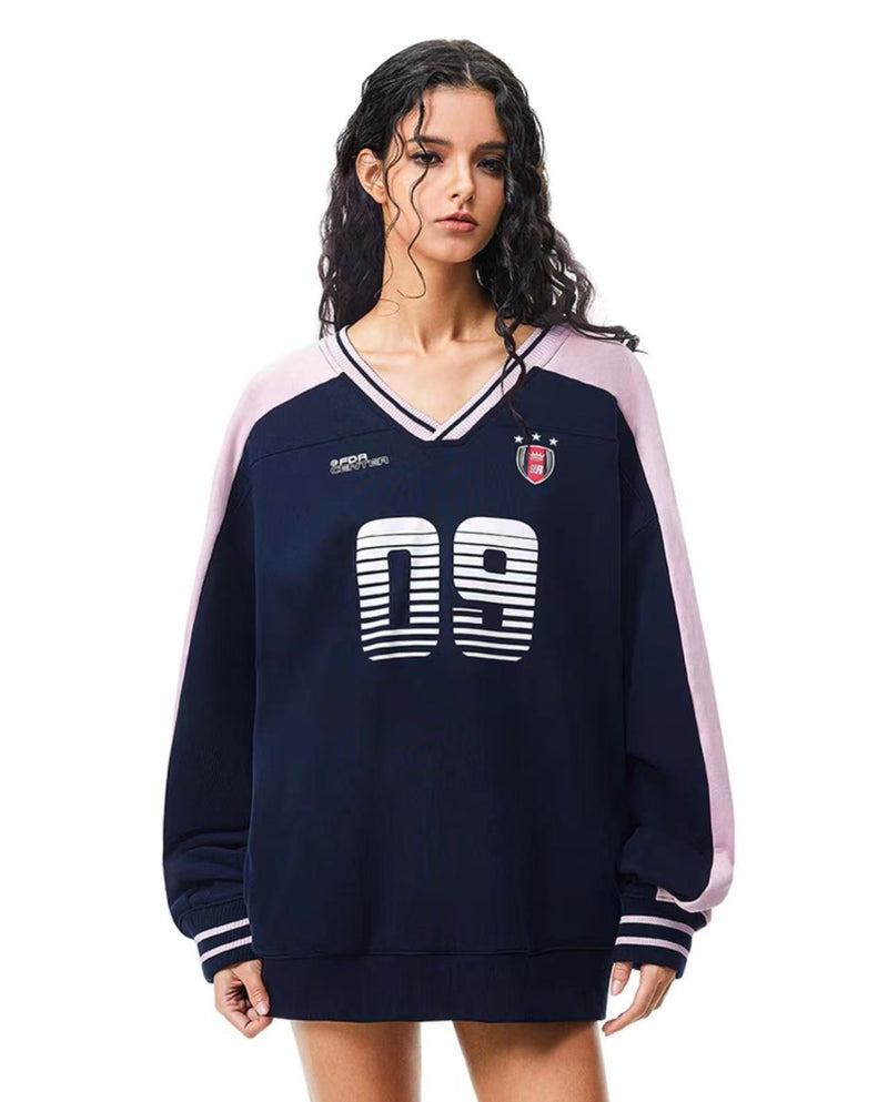 FDR 09 Printed V-neck Contrasting Sweatshirt