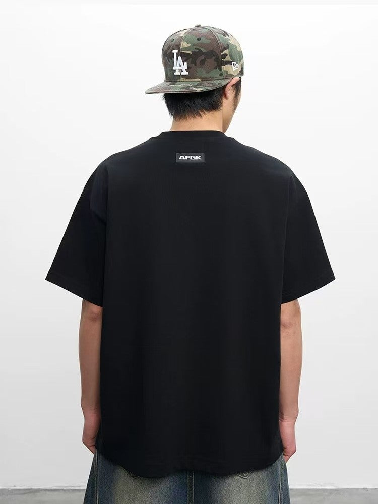 AFGK Colorful Logo Embroidered Short-sleeved T-shirt