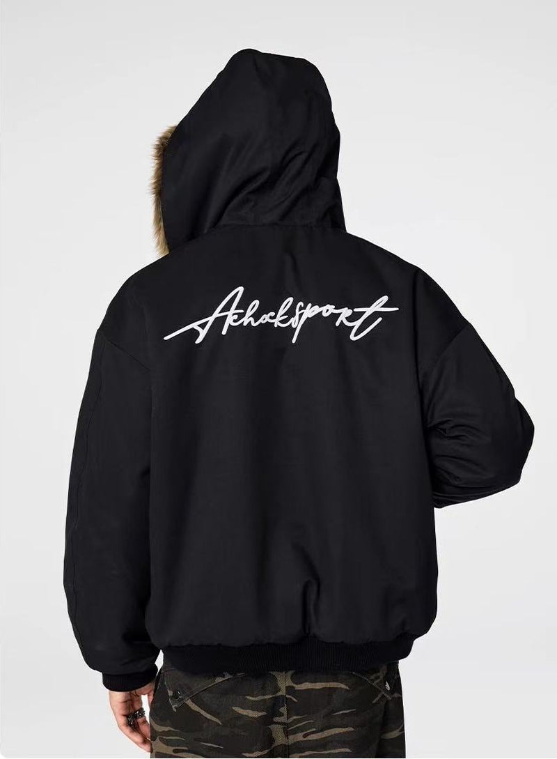 ACHOCK Wind-resistant Thickened Double-sided Bomber Jacket