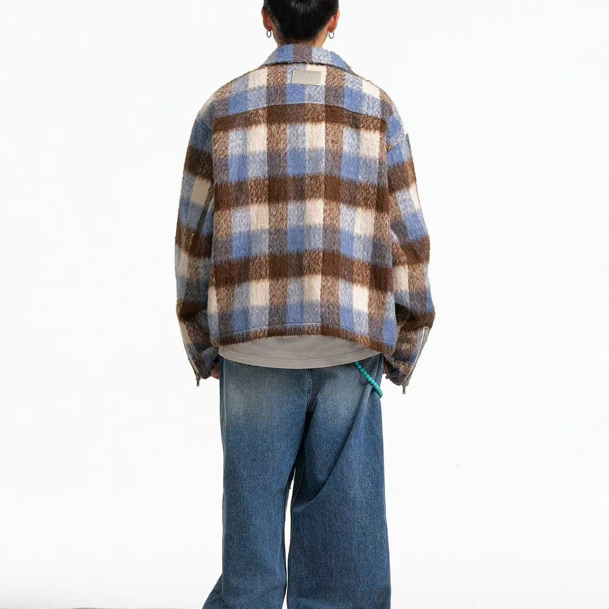 BIPOLAR Plush Plaid Color Block Jacket