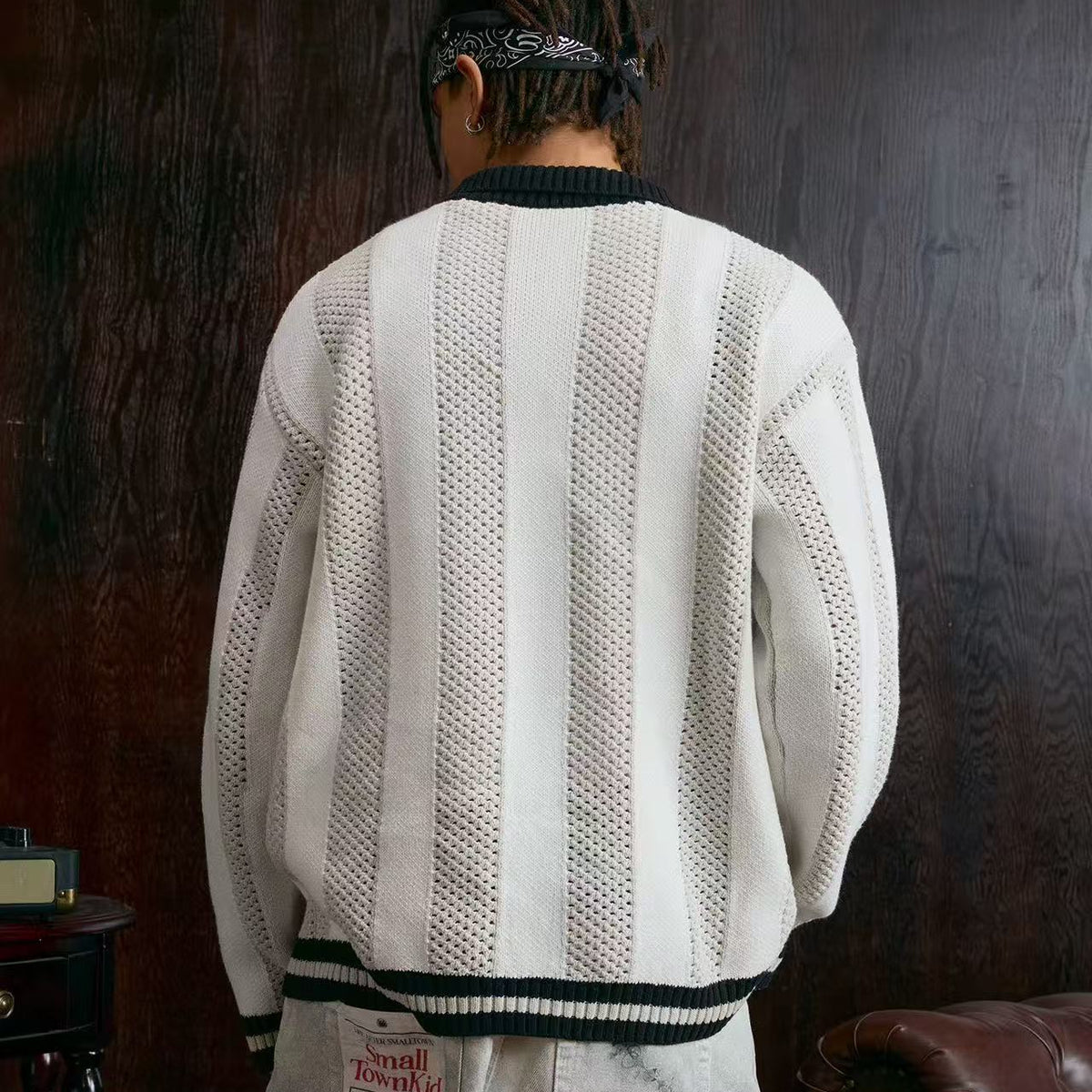 STK Vintage Striped Long-Sleeve Polo T-Shirt