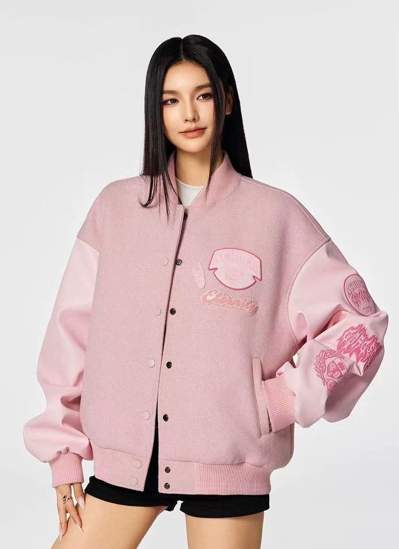 ACHOCK Vintage Embroidered Baseball Jacket