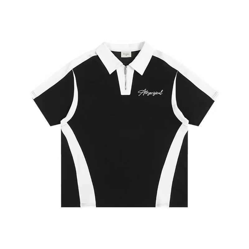 ATRY Logo Stitching POLO Zippr T-shirt
