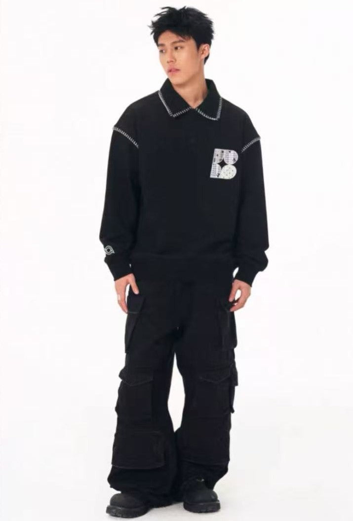 BIPOLAR Lace Patch Polo Sweatshirt