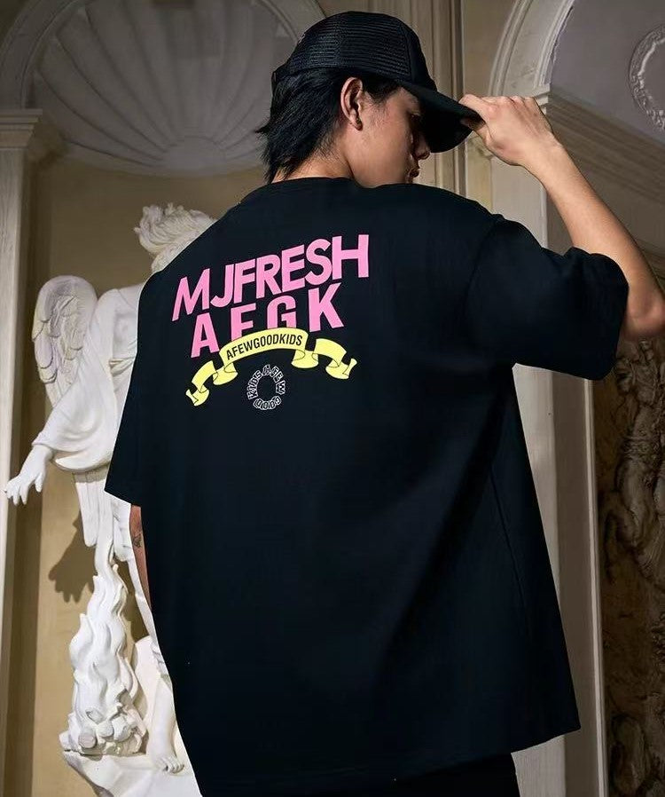 AFGKxMJFRESH Ribbon Printed Short-sleeved T-shirt