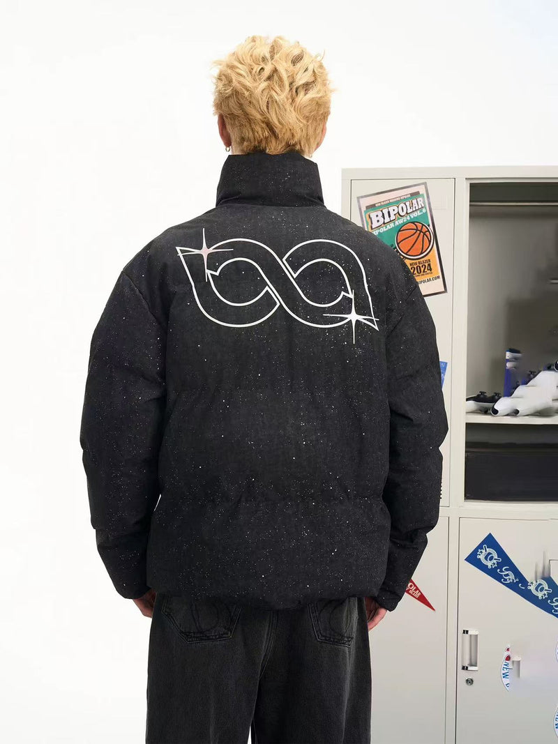 BIPOLAR Four-pointed Star Black Starry Sky Cotton Jacket