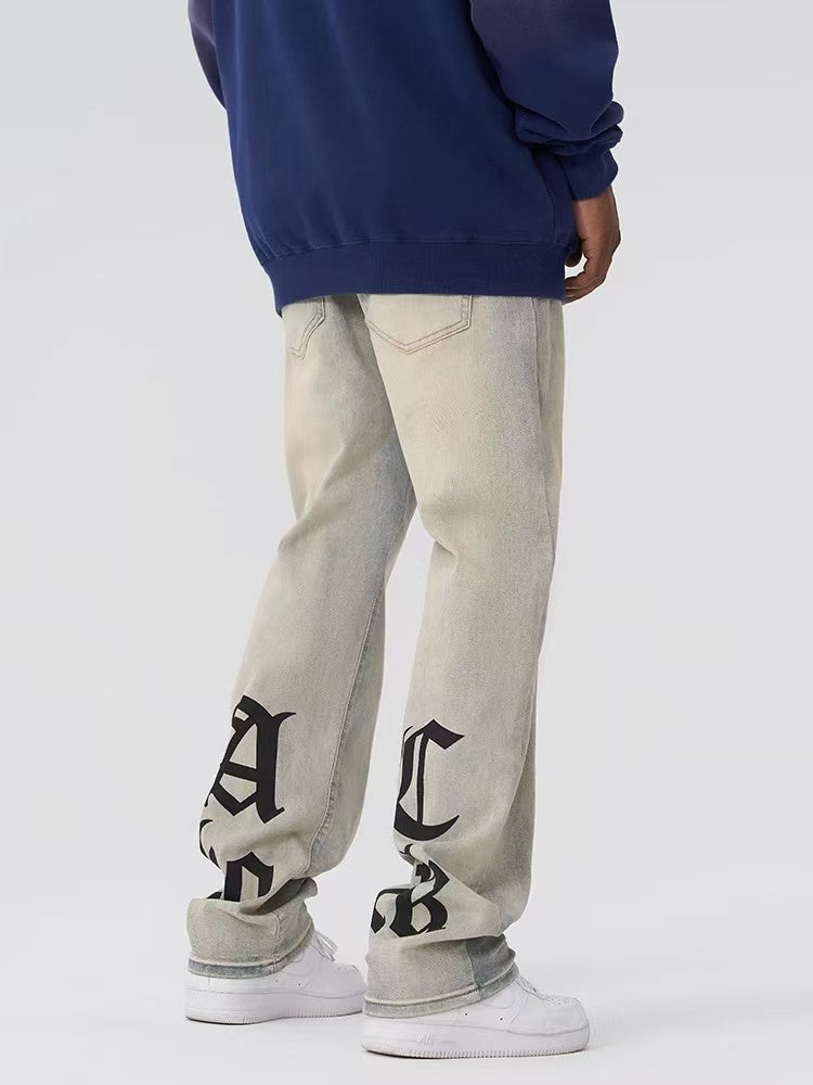 ACHOCK Street Gothic Logo Print Yellow Mud Jeans