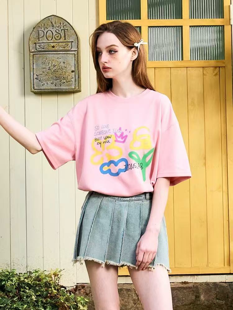 ICONSLAB Fun Hand Drawn Doodle Flowers T-shirts