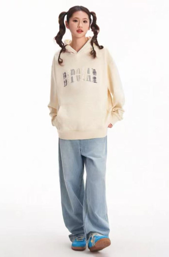 BIPOLAR Floral Striped Patchwork Shell Embroidered Hoodie