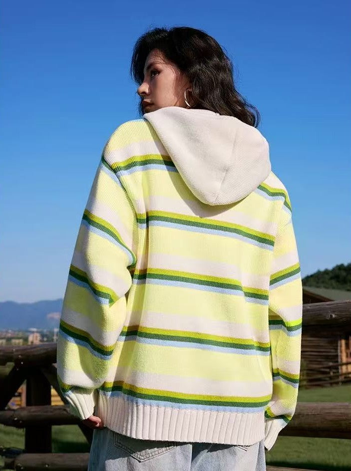 MEDM Color Striped Hooded Sweater