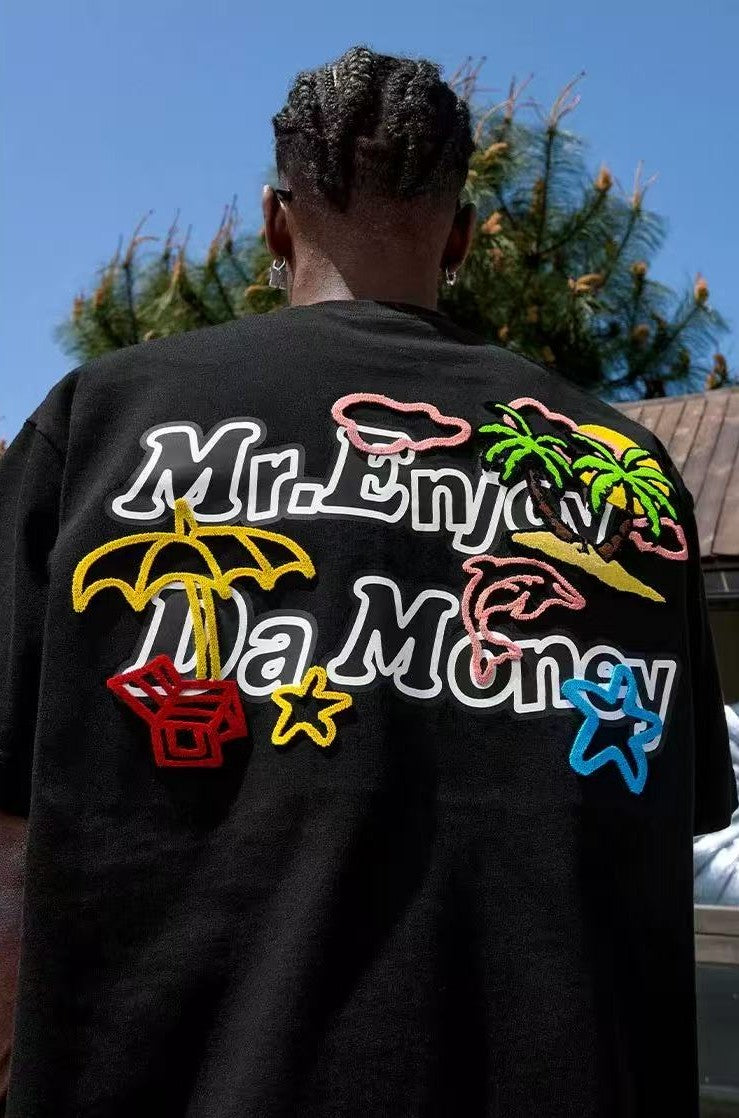 MEDM Toothbrush Embroidered Coconut Tree Short-sleeved T-shirt