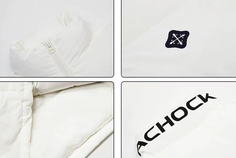 ACHOCK Logo Design Velvet Stand Collar Down Jacket
