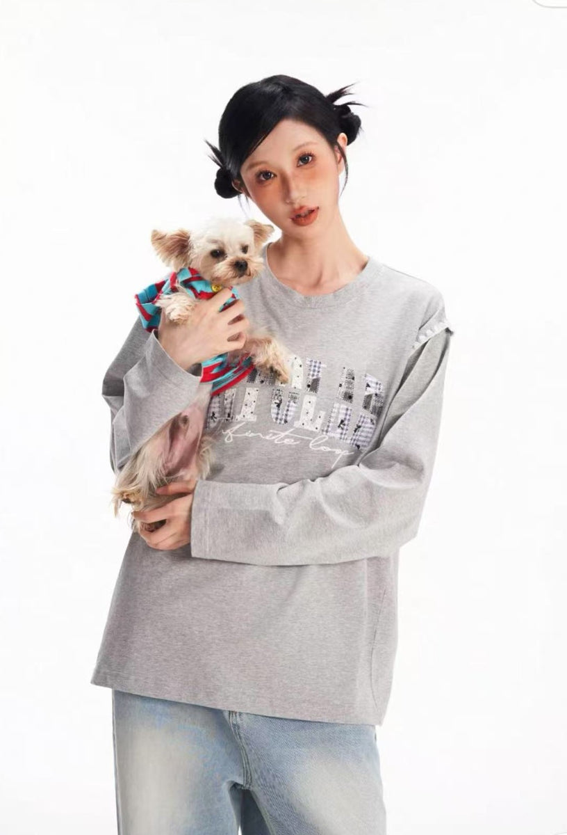 BIPOLAR Lace Polka Dot Patch Long-sleeve T-shirt