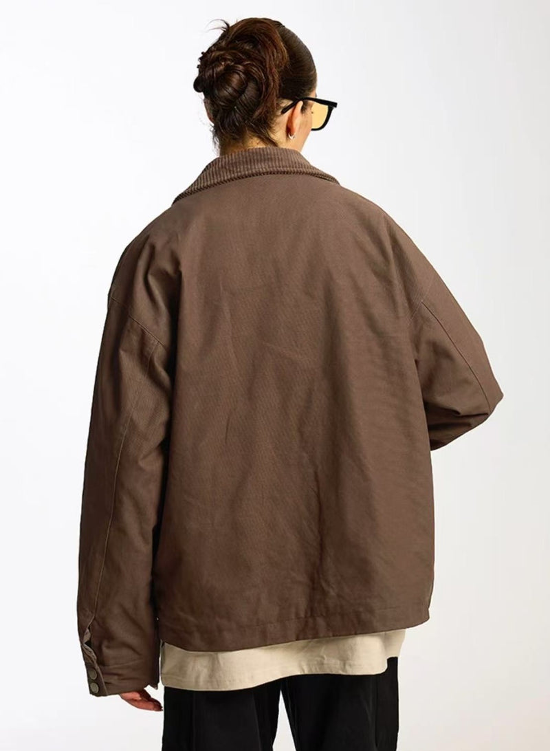 ICONSLAB Corduroy Collar Barn Style Work Jacket