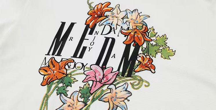 MEDM Twisted Floral Print Short-sleeved T-shirt